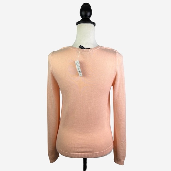 WHBM Cashmere Blend Cutout Crewneck Fitted Sweater Size XS Peach NEW - Picture 5 of 10
